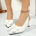 thumbnail image 6 of Miluxas Bow Slingback Kitten Heels for Women - Patent Leather Pointed Toe Pumps, Perfect for office, Bridal Events, Date Night and Special Occasions Beige 7(39), 6 of 9