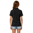 thumbnail image 5 of Girls Collared School Uniform Polo Shirts Kid Short Sleeve Pique Polo Shirt,Black 150, 5 of 8