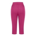 thumbnail image 4 of Womens Wide Leg Cropped Capri Pants High Waisted Yoga Elastic Waist Cropped Pants Relaxed Maternity Gaucho Pants Hot Pink 3XL, 4 of 7