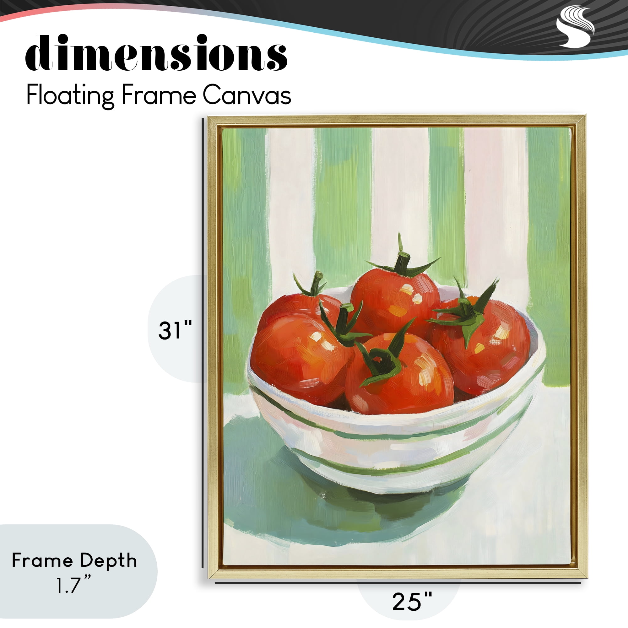 Stupell Industries Bowl of Fresh Tomatoes Gold Framed Floater Canvas Wall Art, design by The Prints Vibe