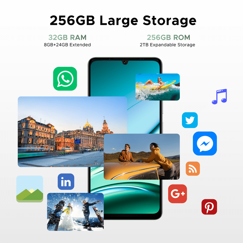 DOOGEE Note 59 Pro Unlocked Cell Phone 5G,32GB+256GB/TF 2TB Android Phone,6250mAh Battery,6.75" HD+120Hz Cellphone,16MP+8MP,5G Dual SIM Smartphone,Widevine L1/NFC/Face Unlock/Fingerprint/OTG