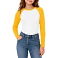 thumbnail image 3 of Girls Long Sleeve Shirts Raglan Color Slim Fit Cute Tunic Top for 5-14 Years, 3 of 6