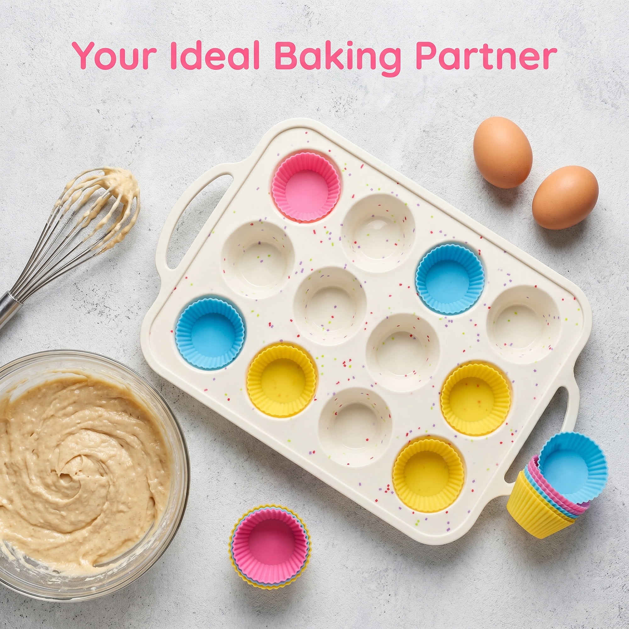 Unique Bargains Baking Pan 24-Cup Speckled Tray with Dual Loop Handles Multicolor 8 Grid