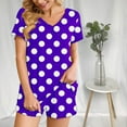 thumbnail image 6 of Summer Plus Size Two Piece Sets for Women Fashion Polka Casual Home Two-piece V-neck Top With Pocket Shorts Set, 6 of 6