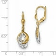 thumbnail image 2 of Primal Gold 14 Karat Two-tone Diamond-cut Teardrop Cubic Zirconia Dangle Leverback Earrings, 2 of 4