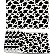 Linen Cow Print Placemats Black and White Cowhide Table Mats Barnyard Birthday Party Decorations and Supplies for Home Kitchen Table-12×18''''