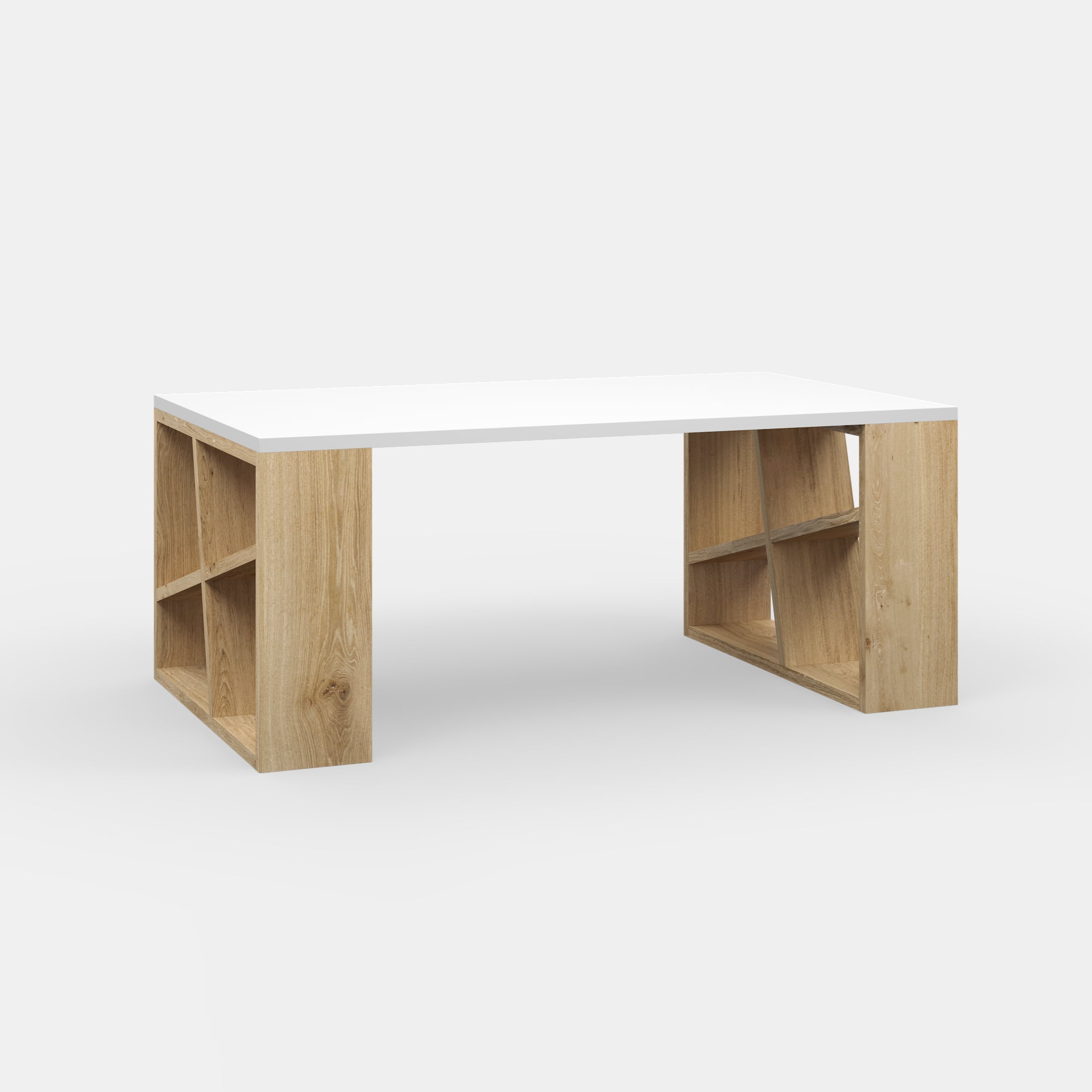 Ada Home Decor Furniture White Brian Modern Coffee Table with Storage Shelf