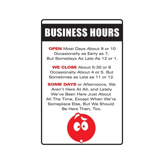 Business Hours Aluminum Sign | Indoor/Outdoor | 18" Tall