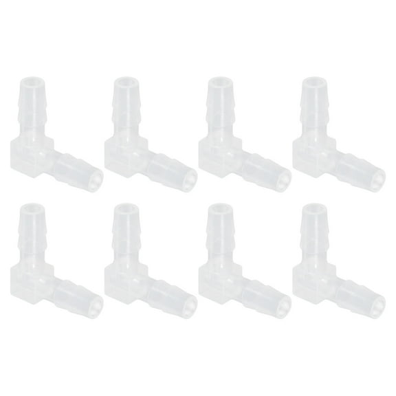 1/4" Hose Barb Fitting, 8 Pcs L Shaped 2 Way Plastic Equal Barbed Fitting