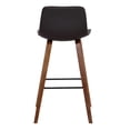thumbnail image 2 of Maddie Contemporary 26" Barstool in Walnut Wood Finish and Brown Faux Leather, 2 of 7