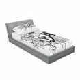 thumbnail image 3 of Medieval Bedding Set with Sheet & Covers, Heraldic Gear Coat of Medieval Knight with Ornate Pattern the Past Old Times, Printed Bedroom Decor 2 Shams, 4 Sizes, Black White, by Ambesonne, 3 of 3