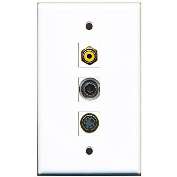 RiteAV - 1 Port RCA Yellow and 1 Port S-Video and 1 Port 3.5mm Wall Plate