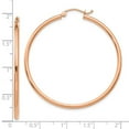 thumbnail image 2 of 10k Rose Gold Polished 2mm Lightweight Tube Hoop Earrings 45mm Long 2mm Thick Hoop Earring for Women, 2 of 2