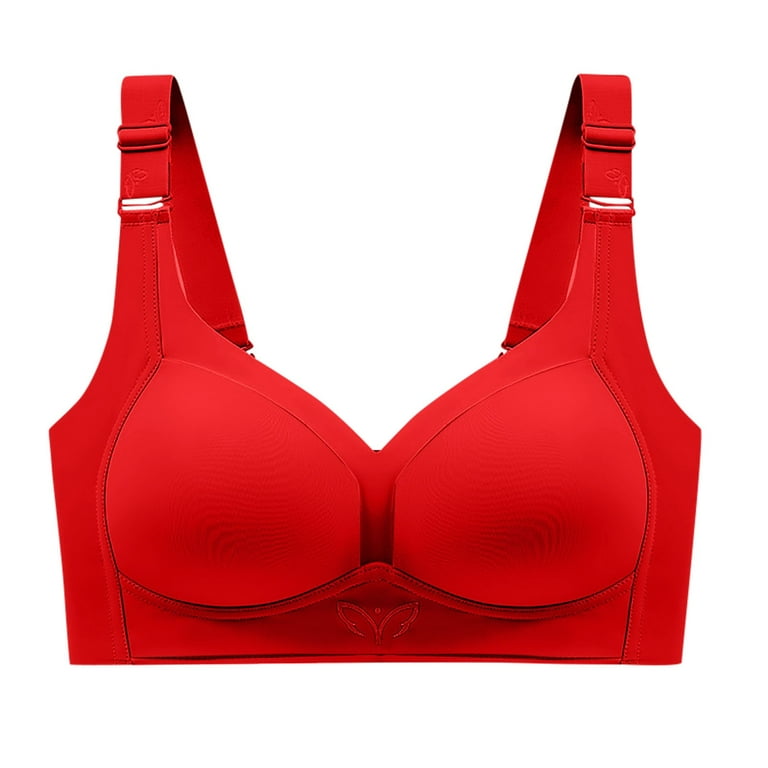 DORKASM Bras for Women Seamless T-Shirt Bra Underwire Full Coverage Bra 34E  Red