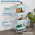 thumbnail image 3 of 4-Tier Metal Rolling Utility Storage Cart, Multipurpose Organization, 3 of 5