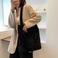 thumbnail image 4 of Guardurnaity Bolso de felpa de primera calidad, bolso de hombro de gran capacidad para mujeres y niñas, bolso de hombro esponjoso, regalo Bolsas de mensajero y de hombro Negro, 4 of 6