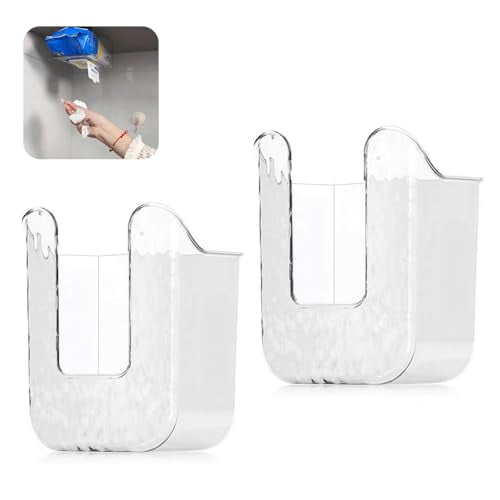 2 Pcs Kitchen Wipes Storage Box  Clear Wipes Dispenser for Bathroom  Refillable Wipes Holder  Wall Mounted Tissue Box Holder  Wipes Box Dispenser for Kitchen Bathroom Toilet
