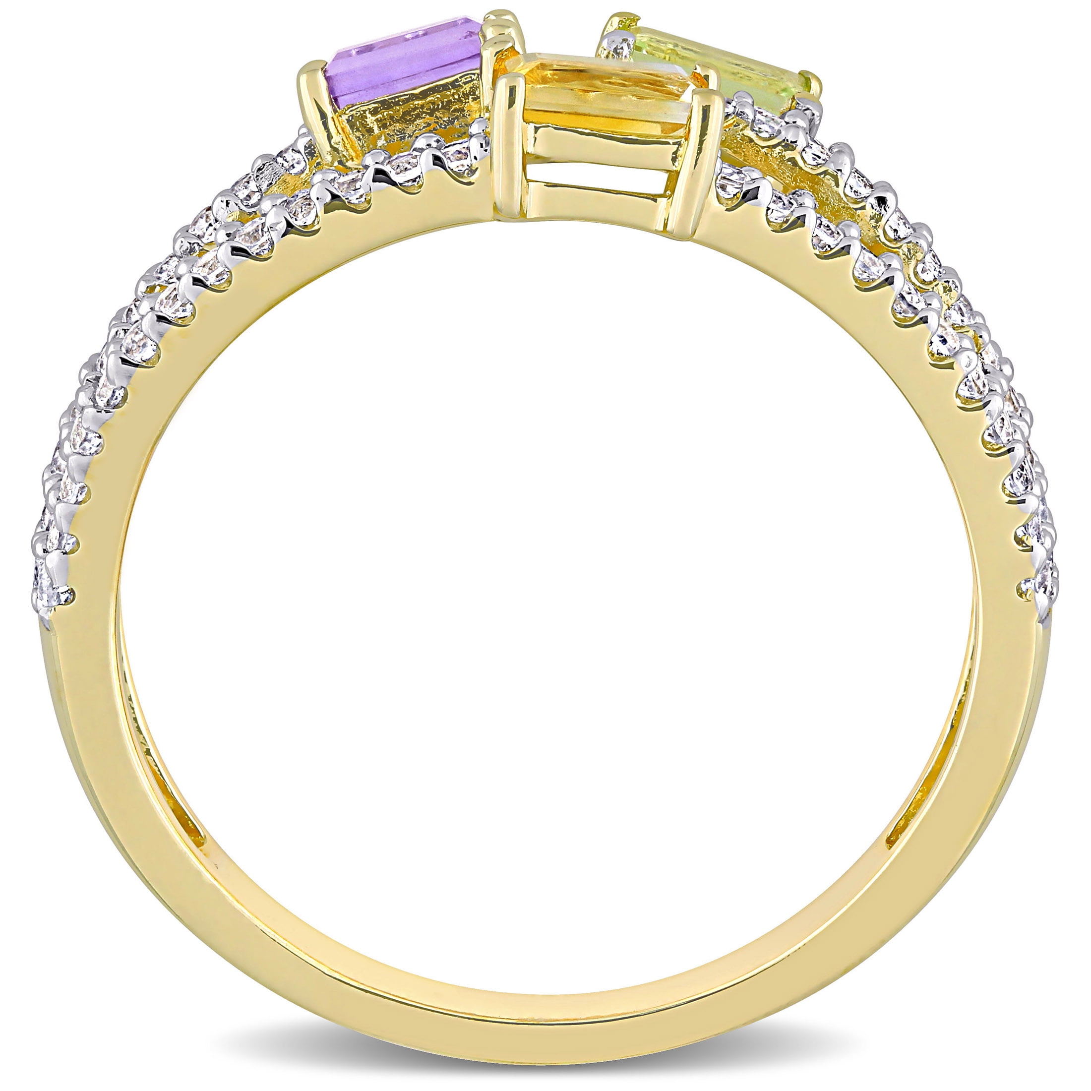 Everly Women's Peridot and Amethyst Citrine Topaz Yellow Gold Plated Ring