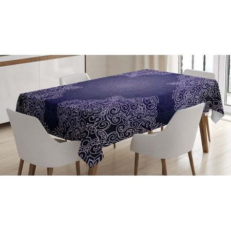 

Purple Mandala Tablecloth Oriental Lacework Mandala with Abstract Floral Motifs Rectangular Table Cover for Dining Room Kitchen 52 X 70 Inches Purple Grey Indigo and Pale Mauve by Ambesonne