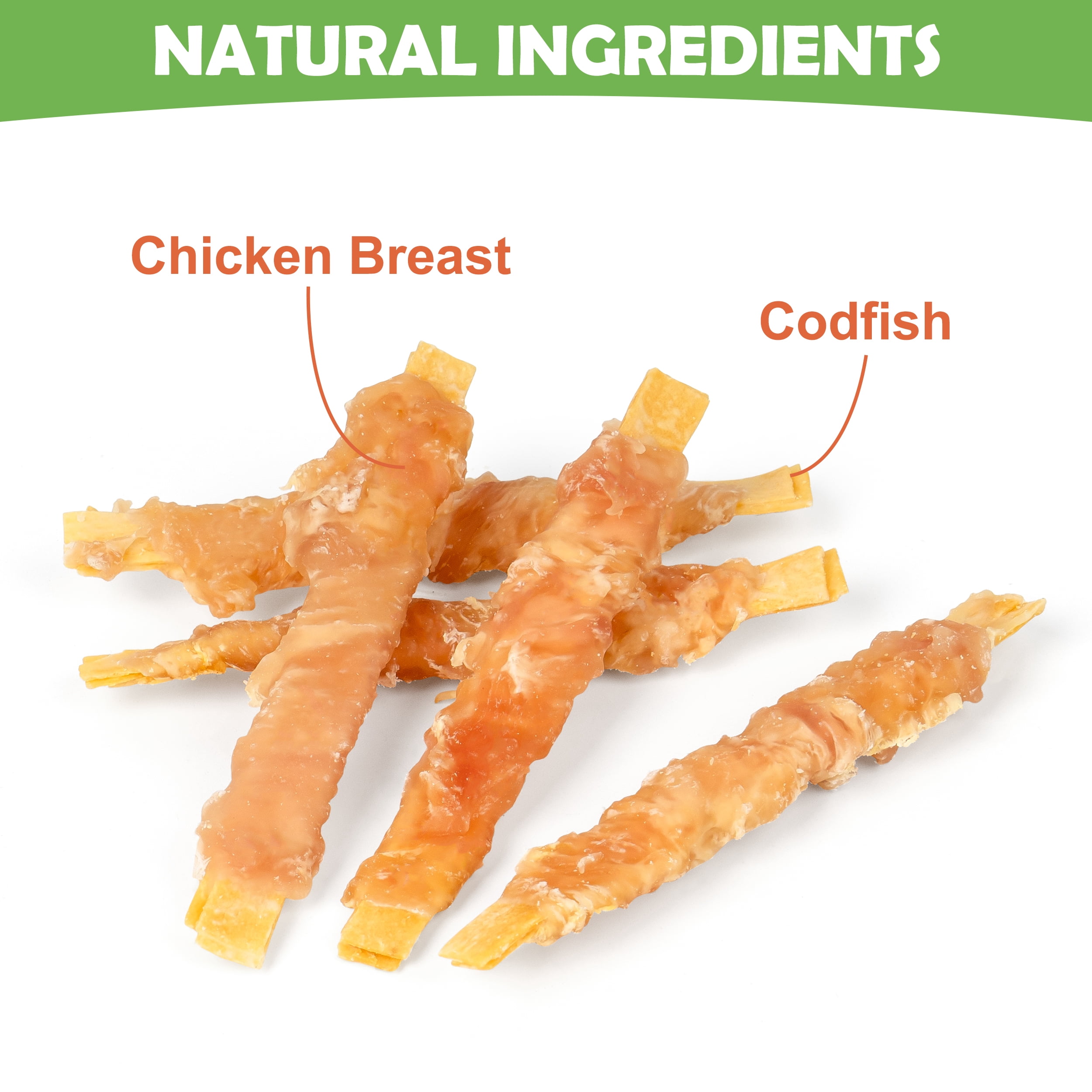 MON2SUN Chicken Wrapped Cod Fillet Small Dog Treats, 20 oz (56 Count)