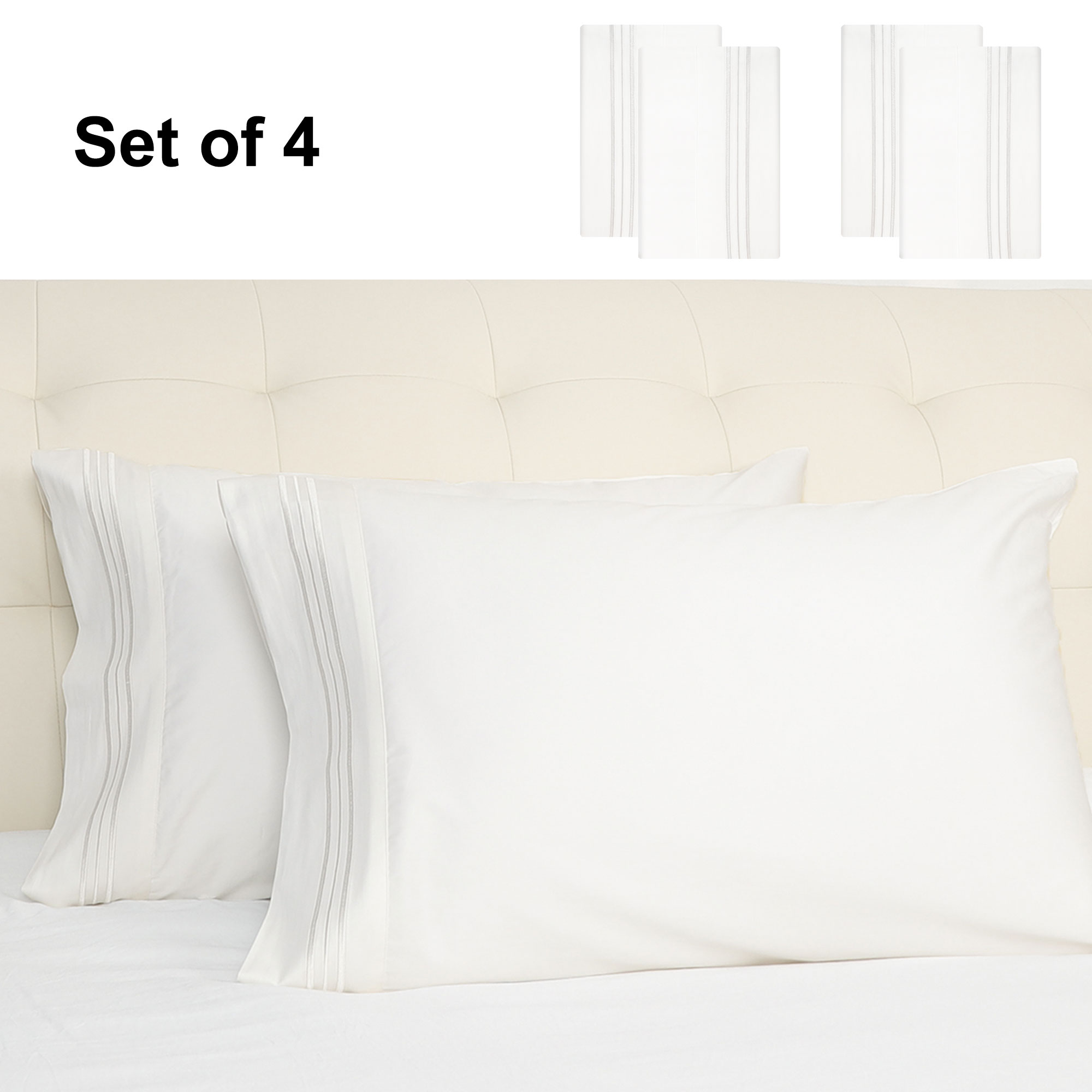 Pillowcase 100 Cotton Luxury Pillow Case 4 Pcs Super Soft Hotel