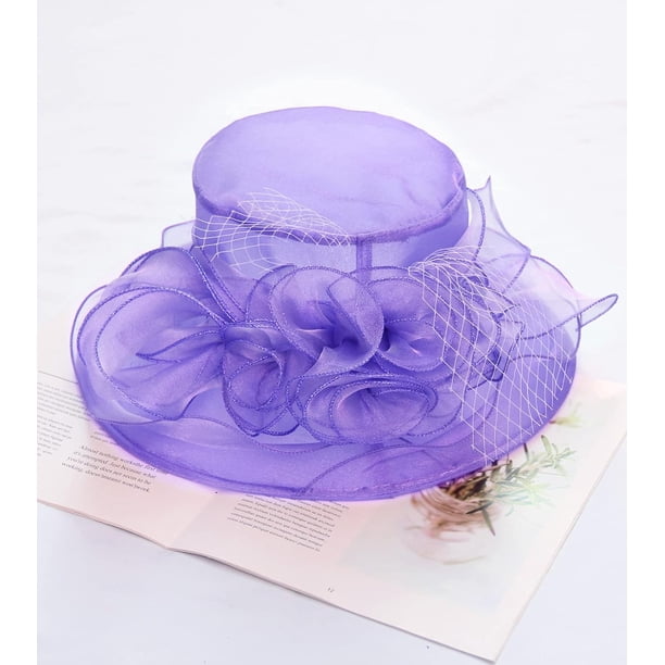 Organza Church Hat Wedding Tea Party Derby Hats for Elegant  display picture 1