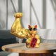 thumbnail image 4 of Figura gigante de gato de la suerte con brazo musculoso, escultura de cabeza abriéndose vigorosamente, regalo robo de oro, 4 of 9
