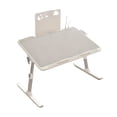 thumbnail image 2 of Bandeja para portátil, mesa auxiliar para cama, escritorio de pie portátil, versátil, 60x40cm, altura ajustable gris con estante para libros, 2 of 9