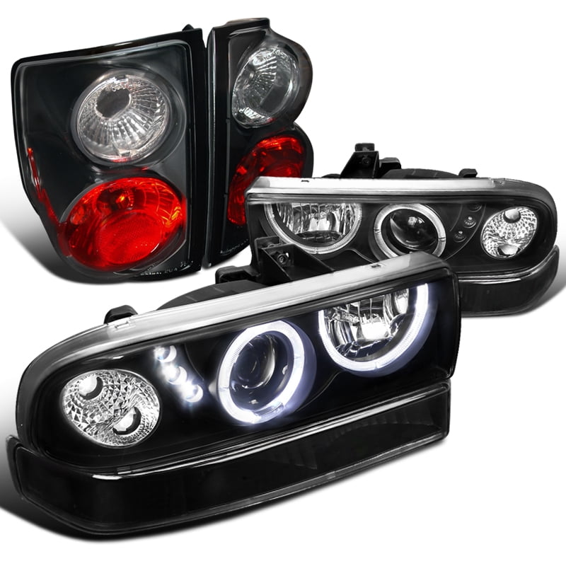 SpecD Tuning for Chevy S10 Black SMD LED Projector Headlights+Bumper