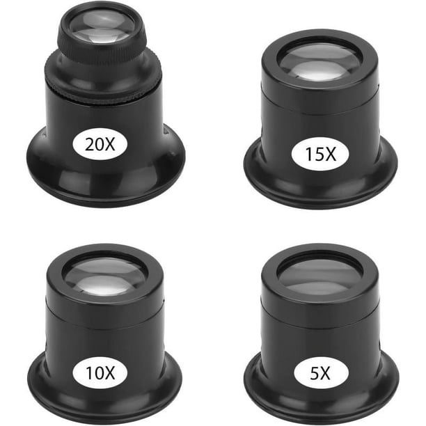 Lupa para ojos de 4 Uds., lupa Monocular Experimental 5X 10X 15X 20X, lente lupa portátil