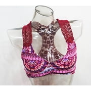 SO Burgundy Lace Crochet 2-Piece Bikini Top & Bottom Set Juniors Womens XL