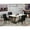 Distressed Jacobean, variant on East West Furniture V-Style 5-piece Wood Dining Room Table Set in Linen White