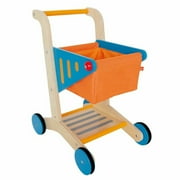 Hape Wooden Shopping Cart in Orange & Blue, Kids Pretend Play Toy