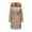 #347-Khaki, variant on AUNVITO Women's Heavyweight Mid-Length Winter Coat Solid Color Hooded with Fur Trim Front Zipper Pockets Casual Outerwear