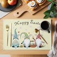 thumbnail image 2 of Happy Easter Placemats Set of 4, Cute Gnomes Eggs Spring Daisy Flowers Yellow Placemats for Dining Table, Place Mats for Kitchen Tabletop, Waterproof Wipeable Dining Table Mats Set, 2 of 9