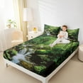thumbnail image 4 of Manfei Kids Nature Jungle Full Size Sheets, Green Plant Botanical Bed Sheets, Tree Leaf Sheet Sets, Lightweight Room Decor, 4-Piece, 4 of 7