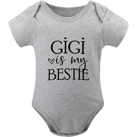 

GIGI Is My Bestie Newborn Coming Home from Hospital Outfit Boy Short Sleeve Cotton Romper Baby Boy White Unisex Onsies0-3 Mon