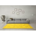 thumbnail image 3 of Ahgly Company Machine Washable Indoor Round Abstract Yellow Modern Area Rugs, 4' Round, 3 of 4