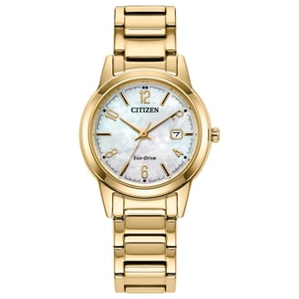 Citizen Women Citizen eco-drive ladies gold tone mother of pearl dial diamond dress watch main image 0