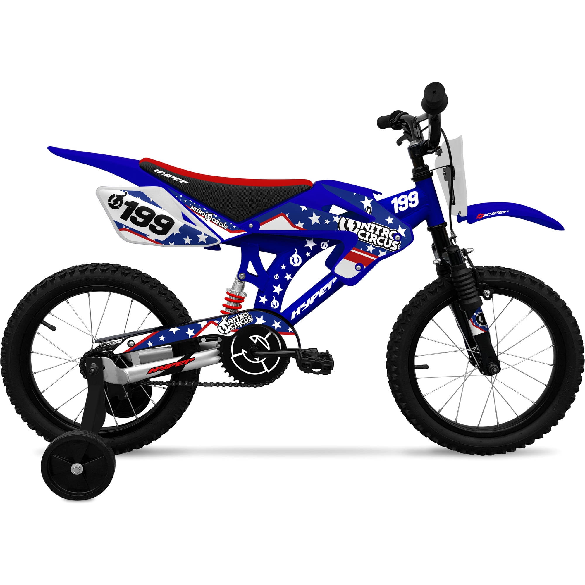 Hyper Bicycles 16-Inch Nitro Circus Moto Bike for Children Ages 4-8, Blue