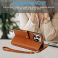 thumbnail image 4 of Wallet Case Compatible with iPhone 16 Pro, Premium PU Leather Zipper Flip Folio Wallet RFID Blocking with Wrist Strap & Crossbody Strap Magnetic Closure Kickstand Protective Case, Brown, 4 of 15