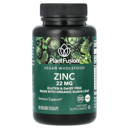 PlantFusion Vegan Wholefood, Zinc, 22 mg, 60 Organic Vegcaps