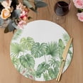 thumbnail image 3 of Tropical Plant Round 13 Inch Placemats Set of 2, Summer Watercolor Green Palm Leaves HeatResistant Non Slip Place Mats for Dining Table, Wipeable Braided Kitchen Table Mats for Housewarming, 3 of 9