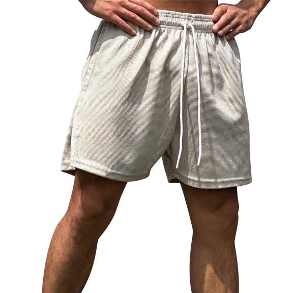 Ramiter Shorts Men Men's Sports Casual Cargo Shorts Drawstring Loose Elastic High Waist Short Pants with Pockets Khaki,M