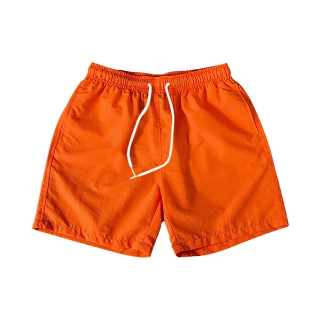 Pantalones cortos capri de verano para hombre, pantalones de playa holgados de moda, pantalones casuales grandes, pantalones cortos de color sólido (naranja)