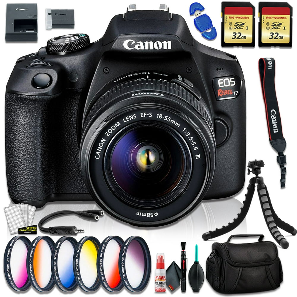 Canon EOS Rebel T7 DSLR Camera with 1855mm Lens, Camera Bag, Filter