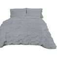 thumbnail image 2 of D.N.G. BEDDINGS 800 Thread Counts, 100% Egyptian Cotton, 550 GSM Microfiber filled Quilt Ruffled With Small Pom Pom Textured 3 Piece Full/Queen Size Comforter Set, Silver, 2 of 6