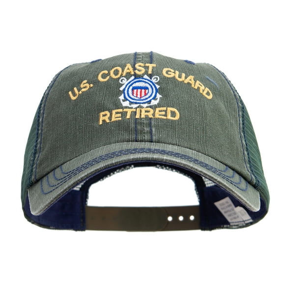 US Coast Guard Retired Embroidered Big Size Special Cotton Low Profile Trucker Cap - Dk Green XL-3XL