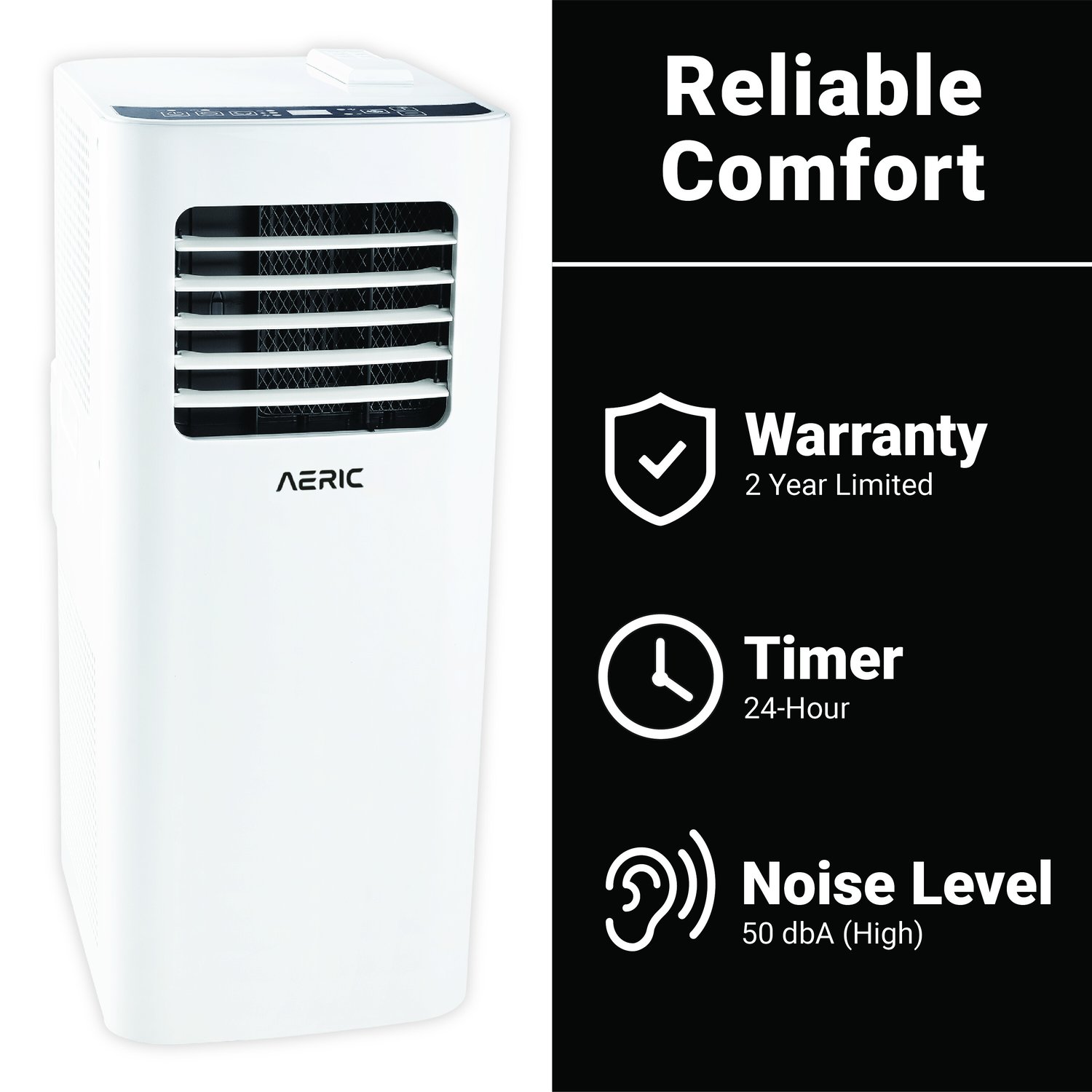 Aeric 5500 BTU 9000 BTU ASHRAE Portable Air Conditioner with Fan, White, 400 Sq Ft, AERP051AW