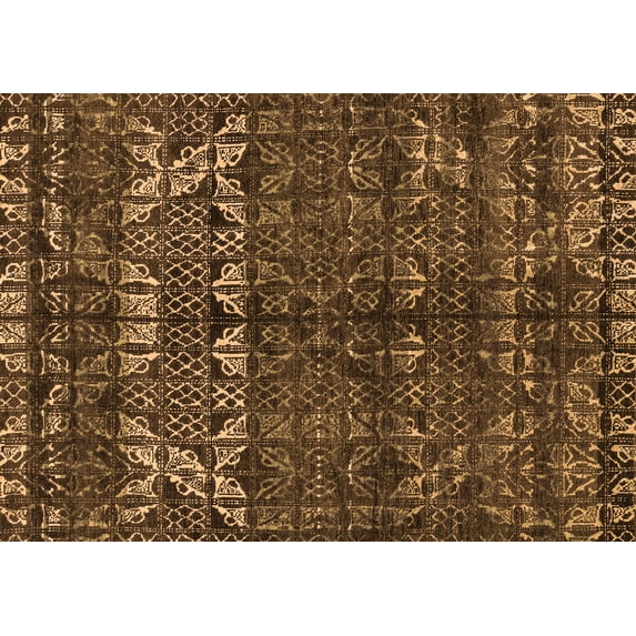 Ahgly Company Indoor Rectangle Abstract Orange Modern Area Rugs, 3' x 5'